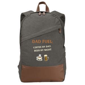 Dad Fuel Coffee by Day Beer by Night Gift Fathers Day Cotton Canvas Backpack