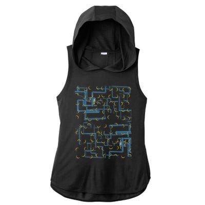 Dan Flashes Complicated Pattern Ladies PosiCharge Tri-Blend Wicking Draft Hoodie Tank