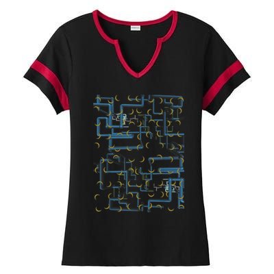 Dan Flashes Complicated Pattern Ladies Halftime Notch Neck Tee