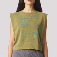 Dan Flashes Complicated Pattern Garment-Dyed Women's Muscle Tee