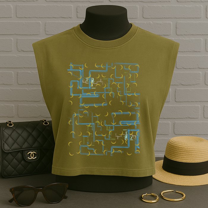 Dan Flashes Complicated Pattern Garment-Dyed Women's Muscle Tee