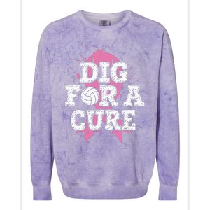 Dig For Cure Volleyball Breast Cancer Awareness Support Colorblast Crewneck Sweatshirt