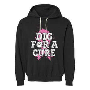 Dig For Cure Volleyball Breast Cancer Awareness Support Garment-Dyed Fleece Hoodie