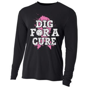 Dig For Cure Volleyball Breast Cancer Awareness Support Cooling Performance Long Sleeve Crew