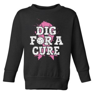 Dig For Cure Volleyball Breast Cancer Awareness Support Toddler Sweatshirt