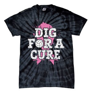 Dig For Cure Volleyball Breast Cancer Awareness Support Tie-Dye T-Shirt