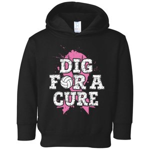 Dig For Cure Volleyball Breast Cancer Awareness Support Toddler Hoodie