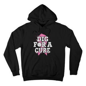 Dig For Cure Volleyball Breast Cancer Awareness Support Tall Hoodie