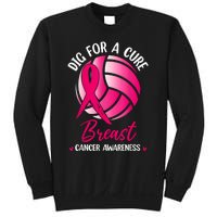 Dig For Cure Ribbon Volleyball Breast Cancer Awareness Sweatshirt