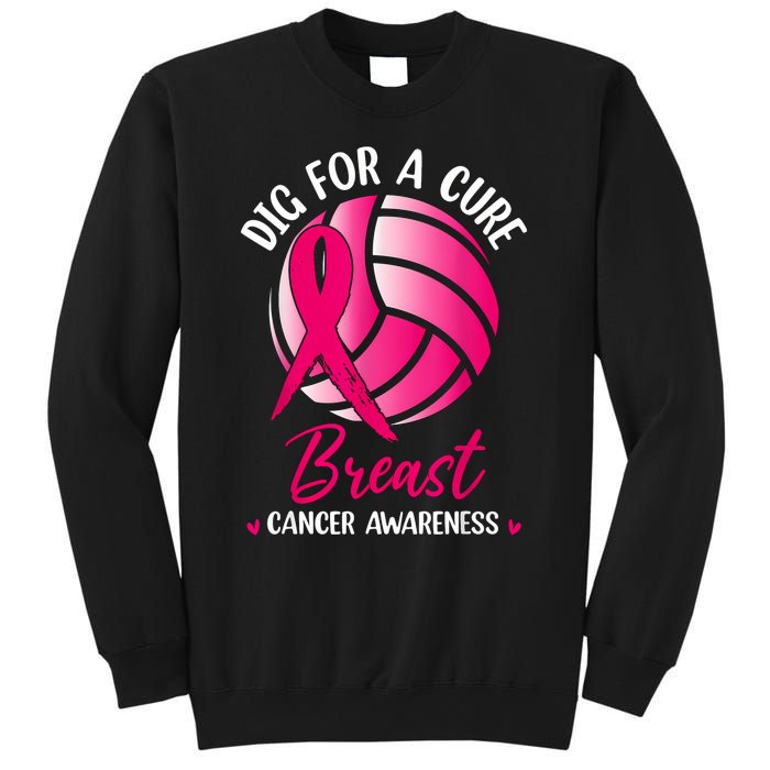 Dig For Cure Ribbon Volleyball Breast Cancer Awareness Sweatshirt