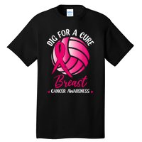 Dig For Cure Ribbon Volleyball Breast Cancer Awareness Tall T-Shirt