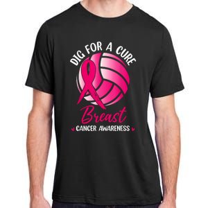 Dig For Cure Ribbon Volleyball Breast Cancer Awareness Adult ChromaSoft Performance T-Shirt