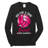 Dig For Cure Ribbon Volleyball Breast Cancer Awareness Tall Long Sleeve T-Shirt