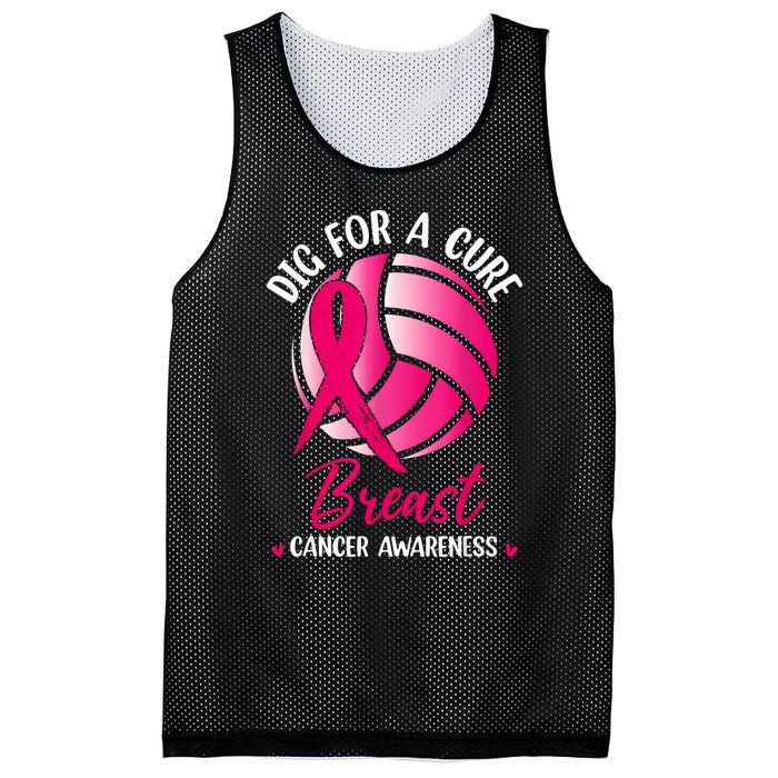 Dig For Cure Ribbon Volleyball Breast Cancer Awareness Mesh Reversible Basketball Jersey Tank