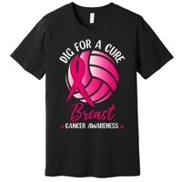 Dig For Cure Ribbon Volleyball Breast Cancer Awareness Premium T-Shirt