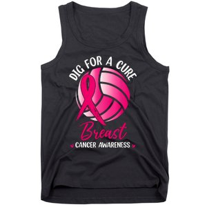 Dig For Cure Ribbon Volleyball Breast Cancer Awareness Tank Top