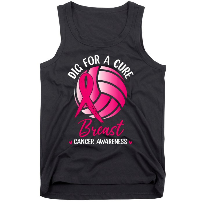 Dig For Cure Ribbon Volleyball Breast Cancer Awareness Tank Top