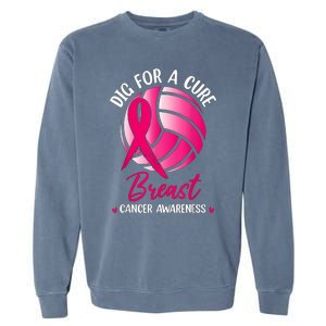 Dig For Cure Ribbon Volleyball Breast Cancer Awareness Garment-Dyed Sweatshirt