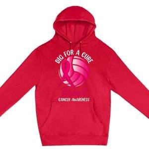 Dig For Cure Ribbon Volleyball Breast Cancer Awareness Premium Pullover Hoodie