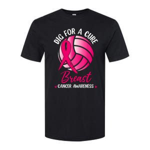 Dig For Cure Ribbon Volleyball Breast Cancer Awareness Softstyle CVC T-Shirt