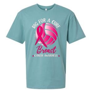 Dig For Cure Ribbon Volleyball Breast Cancer Awareness Sueded Cloud Jersey T-Shirt