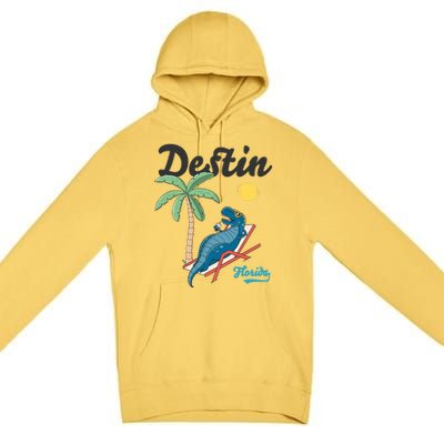 Destin Florida Cool Gift Beach Dinosaur Tgiftrex Family Vacation Gift Premium Pullover Hoodie