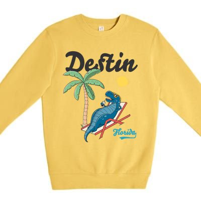 Destin Florida Cool Gift Beach Dinosaur Tgiftrex Family Vacation Gift Premium Crewneck Sweatshirt