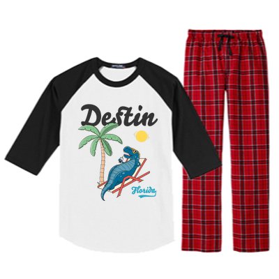 Destin Florida Cool Gift Beach Dinosaur Tgiftrex Family Vacation Gift Raglan Sleeve Pajama Set