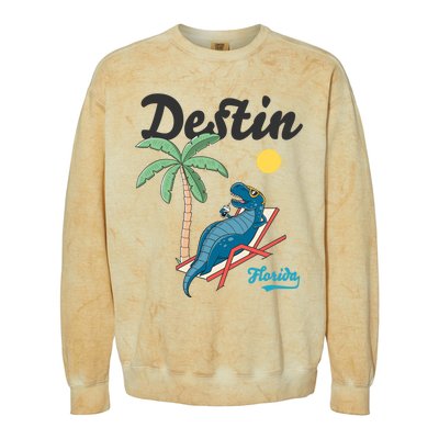 Destin Florida Cool Gift Beach Dinosaur Tgiftrex Family Vacation Gift Colorblast Crewneck Sweatshirt