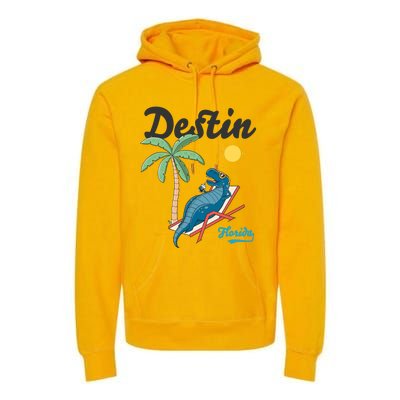 Destin Florida Cool Gift Beach Dinosaur Tgiftrex Family Vacation Gift Premium Hoodie