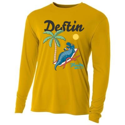 Destin Florida Cool Gift Beach Dinosaur Tgiftrex Family Vacation Gift Cooling Performance Long Sleeve Crew