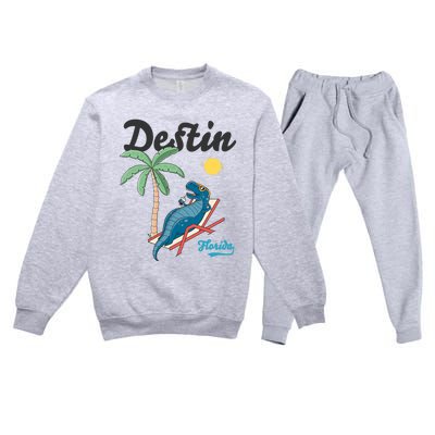 Destin Florida Cool Gift Beach Dinosaur Tgiftrex Family Vacation Gift Premium Crewneck Sweatsuit Set