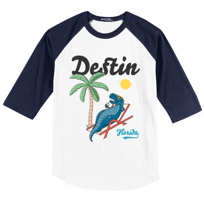 Destin Florida Cool Gift Beach Dinosaur Tgiftrex Family Vacation Gift Baseball Sleeve Shirt