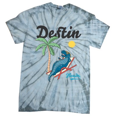 Destin Florida Cool Gift Beach Dinosaur Tgiftrex Family Vacation Gift Tie-Dye T-Shirt