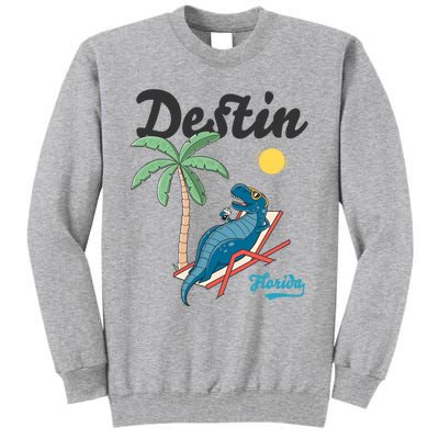 Destin Florida Cool Gift Beach Dinosaur Tgiftrex Family Vacation Gift Tall Sweatshirt