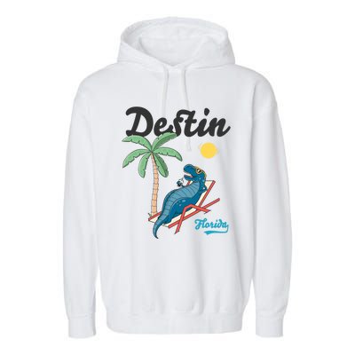 Destin Florida Cool Gift Beach Dinosaur Tgiftrex Family Vacation Gift Garment-Dyed Fleece Hoodie