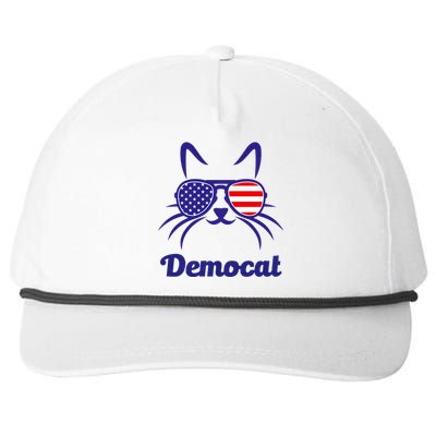 Democat Funny Cat Ladies For Kamala Harris Democrat Lady Snapback Five-Panel Rope Hat