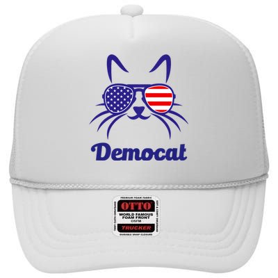 Democat Funny Cat Ladies For Kamala Harris Democrat Lady High Crown Mesh Back Trucker Hat