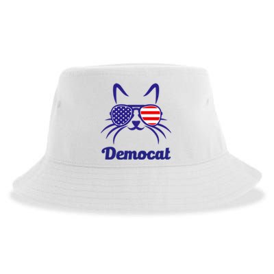 Democat Funny Cat Ladies For Kamala Harris Democrat Lady Sustainable Bucket Hat