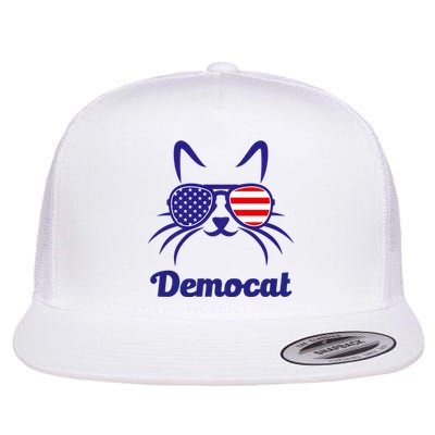 Democat Funny Cat Ladies For Kamala Harris Democrat Lady Flat Bill Trucker Hat