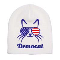 Democat Funny Cat Ladies For Kamala Harris Democrat Lady Short Acrylic Beanie