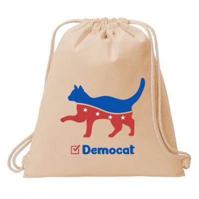Democat Funny Cat Ladies For Kamala Drawstring Bag