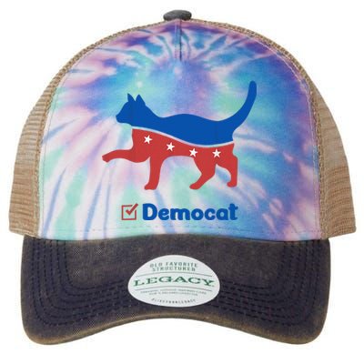 Democat Funny Cat Ladies For Kamala Legacy Tie Dye Trucker Hat