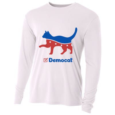 Democat Funny Cat Ladies For Kamala Cooling Performance Long Sleeve Crew