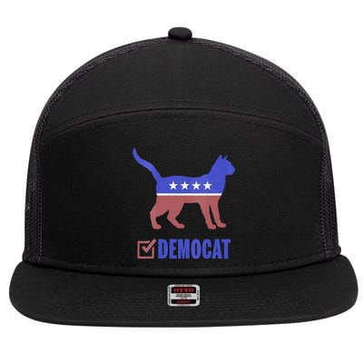 Democat Funny Cat Ladies For Kamala Yes We Kam 7 Panel Mesh Trucker Snapback Hat