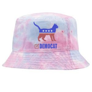 Democat Funny Cat Ladies For Kamala Yes We Kam Tie-Dyed Bucket Hat