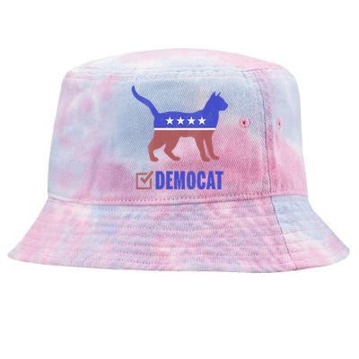 Democat Funny Cat Ladies For Kamala Yes We Kam Tie-Dyed Bucket Hat