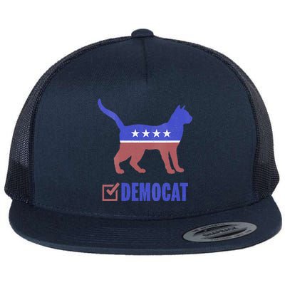 Democat Funny Cat Ladies For Kamala Yes We Kam Flat Bill Trucker Hat