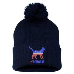 Democat Funny Cat Ladies For Kamala Yes We Kam Pom Pom 12in Knit Beanie