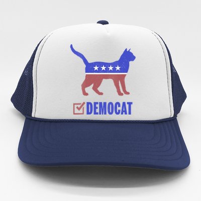 Democat Funny Cat Ladies For Kamala Yes We Kam Trucker Hat